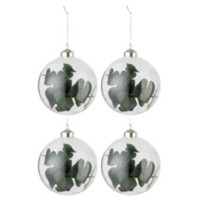 Lot de 4 Boules de Noël "Eucalyptus" 10cm Vert