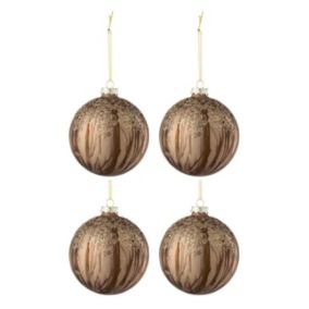 Lot de 4 Boules de Noël "Latoya" 10cm Marron