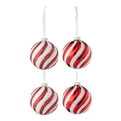 Sphères de Noël EDG en verre rouge et vert avec détails dorés