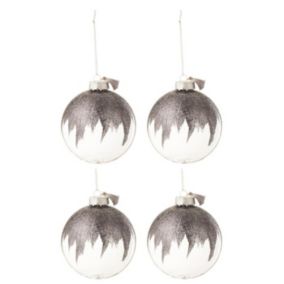 Lot de 4 Boules de Noël "Paillettes" 10cm Gris