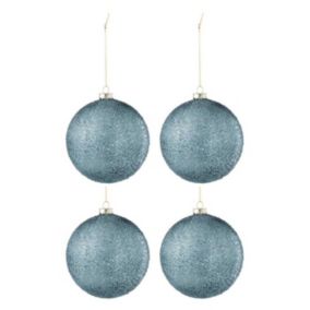 Lot de 4 Boules de Noël "Perla" 12cm Bleu