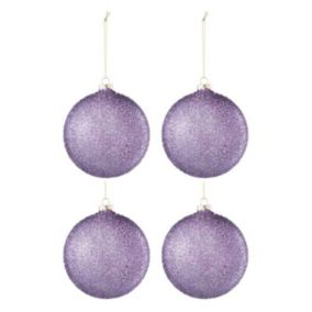 Lot de 4 Boules de Noël "Perla" 12cm Mauve