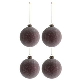 Lot de 4 Boules de Noël "Perles" 10cm Bordeaux