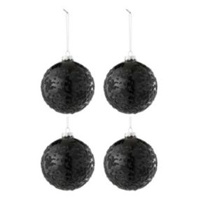 Lot de 4 Boules de Noël Perles "Zelma" 10cm Noir