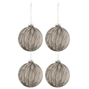 Lot de 4 Boules de Noël "Tâche Mat" 10cm Gris