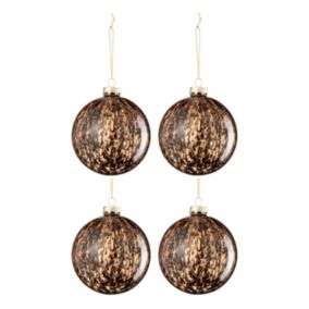 Lot de 4 Boules de Noël "Tache" 10cm Marron & Noir