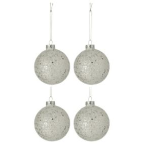 Lot de 4 Boules de Noël "étoiles" 10cm Argent