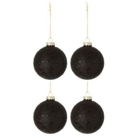 Lot de 4 Boules de Noël "étoiles" 10cm Noir