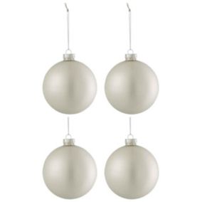 Lot de 4 Boules de Noël "Verre épais" 10cm Argent