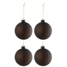 Lot de 4 Boules de Noël "Verre épais" 10cm Marron