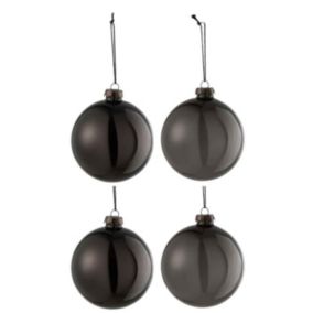 Lot de 4 Boules de Noël "Verre épais" 10cm Noir