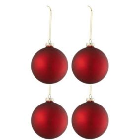 Lot de 4 Boules de Noël "Verre épais" 10cm Rouge