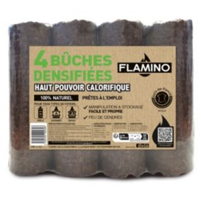 Lot de 4 bûches densifiées haut pouvoir calorifique Flamino