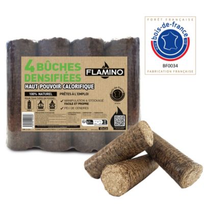 Lot de 4 bûches densifiées haut pouvoir calorifique Flamino