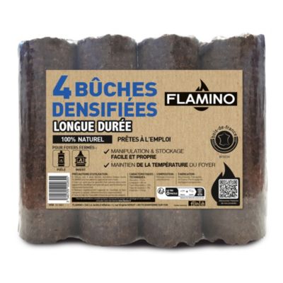 Lot de 4 bûches densifiées longue durée Flamino