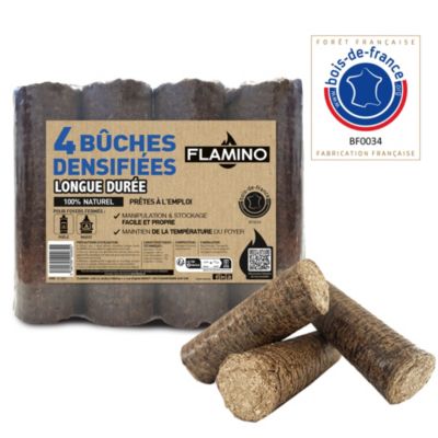 Lot de 4 bûches densifiées longue durée Flamino