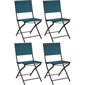 Lot de 4 chaise alize H. 86 cm non empilable pliable en acier exterieur bleu