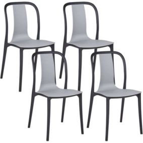 Lot de 4 chaise BELIANI en plastique 89 cm gris non exterieur