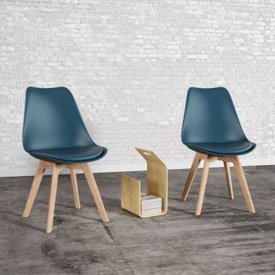 Lot de 4 chaise happy garden simili-cuir 81 cm bleu