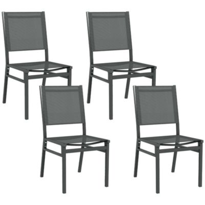 Lot de 4 chaise OUTSUNNY en aluminium 87 cm gris non exterieur