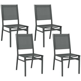 Lot de 4 chaise OUTSUNNY en aluminium 87 cm gris non exterieur