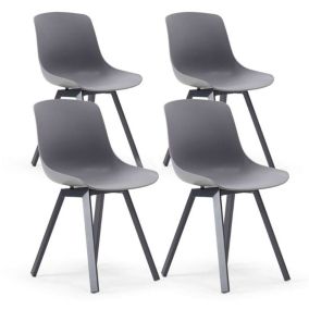 Lot de 4 chaise oviala en polypropylene 80 cm gris non exterieur