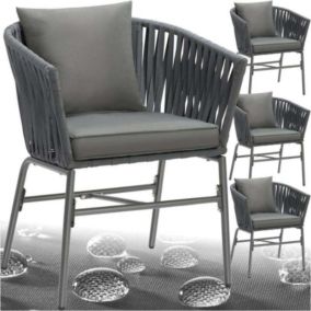 Lot de 4 chaise tectake en metal 77 cm gris oui exterieur