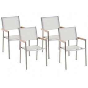 Lot de 4 chaises Acier inox Blanc GROSSETO