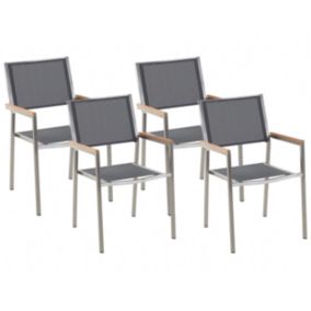 Lot de 4 chaises Acier inox Gris GROSSETO