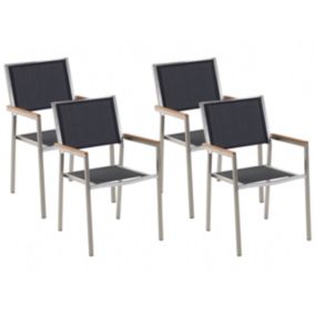 Lot de 4 chaises Acier inox Noir GROSSETO