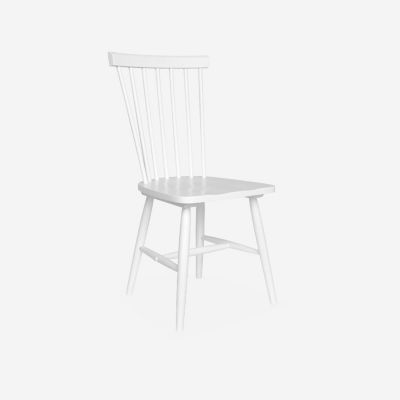 Lot de 4 chaises blanches à barreaux en bois d'hévéa. ROMIE. L 50.8 x P 44.2 x H 90cm