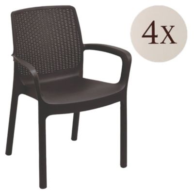 Lot de 4 chaises d'extérieur Dnardin, Sièges de jardin, Chaise de table à manger, Chaises effet rotin, 54x60h82 cm, Anthracite