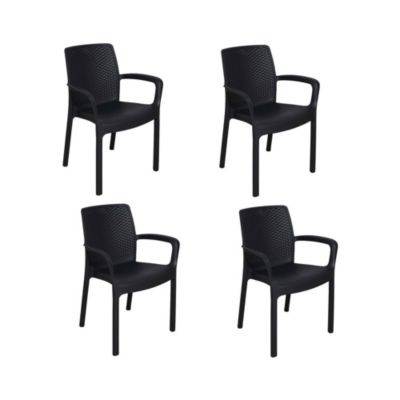 Lot de 4 chaises d'extérieur Dnardin, Sièges de jardin, Chaise de table à manger, Chaises effet rotin, 54x60h82 cm, Anthracite