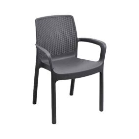 Lot de 4 chaises d'extérieur Dnardin, Sièges de jardin, Chaise de table à manger, Chaises effet rotin, 54x60h82 cm, Anthracite