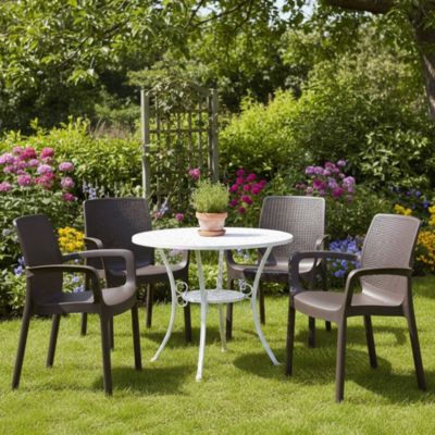 Lot de 4 chaises d'extérieur Dnardin, Sièges de jardin, Chaise de table à manger, Chaises effet rotin, 54x60h82 cm, Anthracite