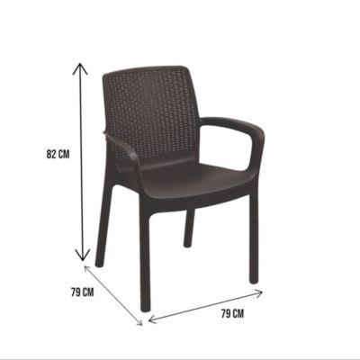 Lot de 4 chaises d'extérieur Dnardin, Sièges de jardin, Chaise de table à manger, Chaises effet rotin, 54x60h82 cm, Anthracite