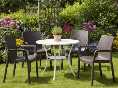 Lot de 4 chaises d'extérieur Dnardin, Sièges de jardin, Chaise de table à manger, Chaises effet rotin, 54x60h82 cm, Anthracite
