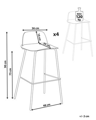 Lot de 4 chaises de bar MORA Vert clair