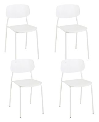 Lot de 4 chaises de cuisine empilables aza (blanc)