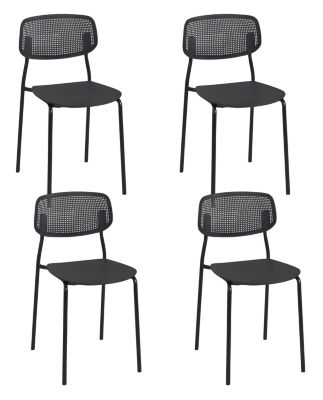 Lot de 4 chaises de cuisine empilables aza (noir)