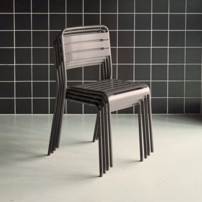 Lot de 4 chaises de jardin acier. 4 places. anthracite. Amelia. L44 x P52 x H79cm