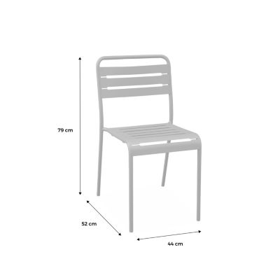 Lot de 4 chaises de jardin acier. 4 places. anthracite. Amelia. L44 x P52 x H79cm