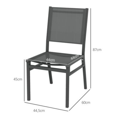 Lot de 4 chaises de jardin alu textilène gris