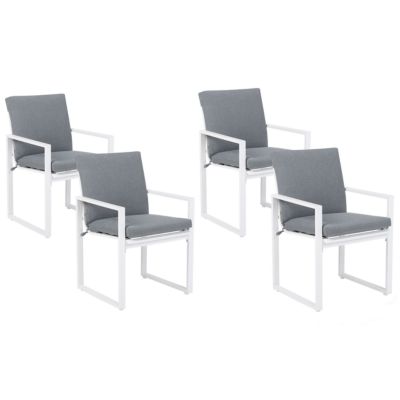 Lot de 4 chaises de jardin avec coussins PANCOLE Tissu Gris