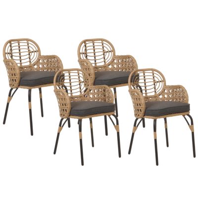 Lot de 4 chaises de jardin avec coussins PRATELLO Naturel