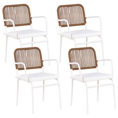 Lot de 4 chaises de jardin avec coussins TACENO Métal Blanc