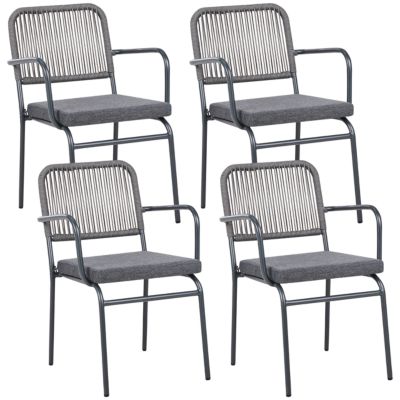 Lot de 4 chaises de jardin avec coussins TACENO Métal Gris