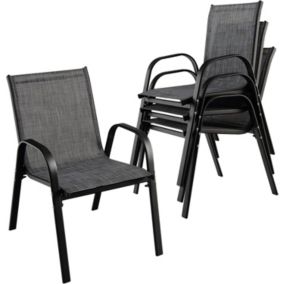 Lot de 4 Chaises de Jardin avec Dossier Fauteuils Terrace en Textilène avec Cadre Métallique Jusqu à 120kg