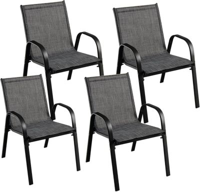 Lot de 4 Chaises de Jardin avec Dossier Fauteuils Terrace en Textilène avec Cadre Métallique Jusqu à 120kg
