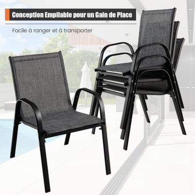 Lot de 4 Chaises de Jardin avec Dossier Fauteuils Terrace en Textilène avec Cadre Métallique Jusqu à 120kg